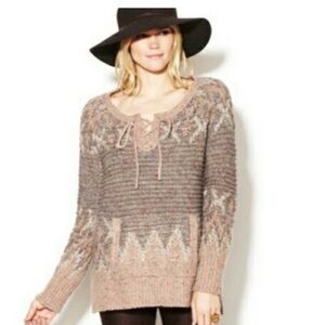Free People Love Bug‎ Fair Isle Nordic Wool Mohair Alpaca Sweater Size Large